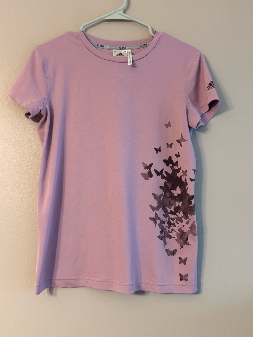 adidas Lavender Short Sleeve Tee with Butterfly Cluster
